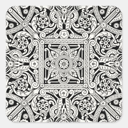 Viktorianisches Dekordesign Quadratischer Aufkleber (Vorderseite)