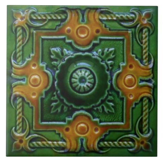 Viktorianisches Design Majolica Tile Fliese (Vorderseite)