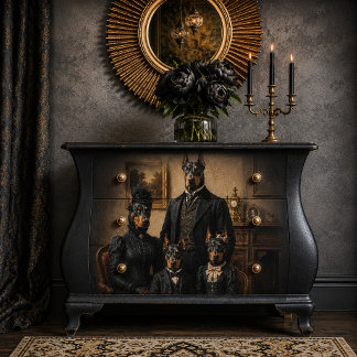 Viktorianisches Dobermann-Familienporträt | Elegan Poster