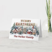 Viktorianisches Dorf Frohe Weihnachten Karte (Vorderseite)