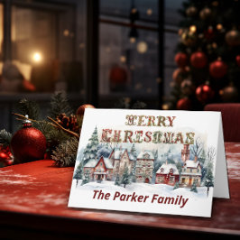Viktorianisches Dorf Frohe Weihnachten Karte