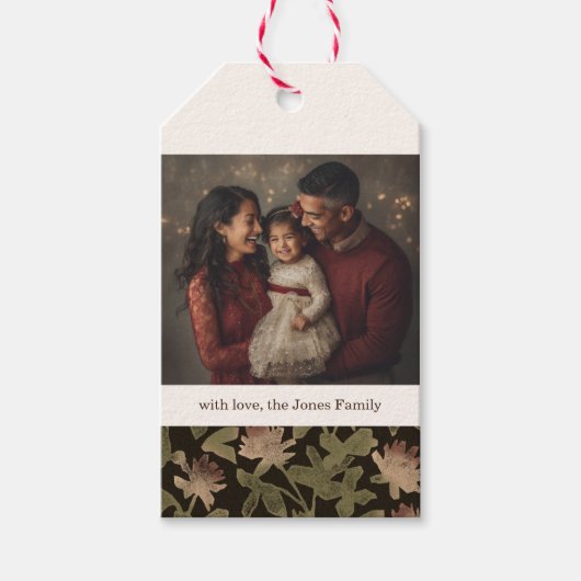 Viktorianisches dunkles Blumen-Weihnachtsgeschenk- Geschenkanhänger (Vorderseite)
