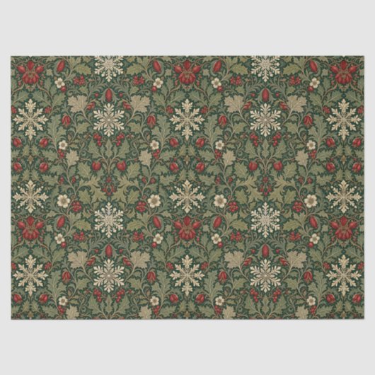 Viktorianisches dunkles Botanisches rotes Beeren-W Seidenpapier (Vorderseite)