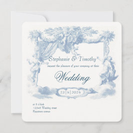 Viktorianisches Dusty Blue Baroque Wappen Einladung