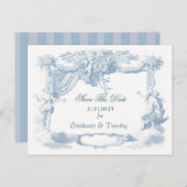 Viktorianisches Dusty Blue Baroque Wappen Einladungspostkarte (Vorne/Hinten)