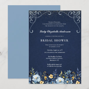Viktorianisches Dusty Blue Garden Tee Brautparty Einladung