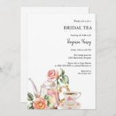 Viktorianisches Dusty Blue Garden Tee Brautparty Einladung (Vorne/Hinten)