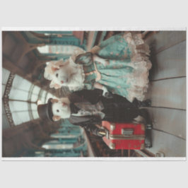 Viktorianisches, elegant gekleidetes Mouse Couple  Seidenpapier