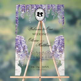 Viktorianisches elegantes Flieder-Blumen-Hochzeits Acrylschild
