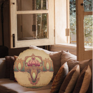 Viktorianisches, elegantes, florales verziertes Ju Rundes Kissen