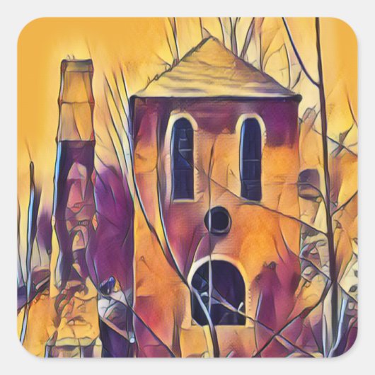 VIKTORIANISCHES ENGLAND-GEBÄUDE QUADRATISCHER AUFKLEBER (Vorderseite)