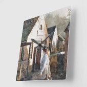 VIKTORIANISCHES ENGLAND QUADRATISCHE WANDUHR (Winkel)