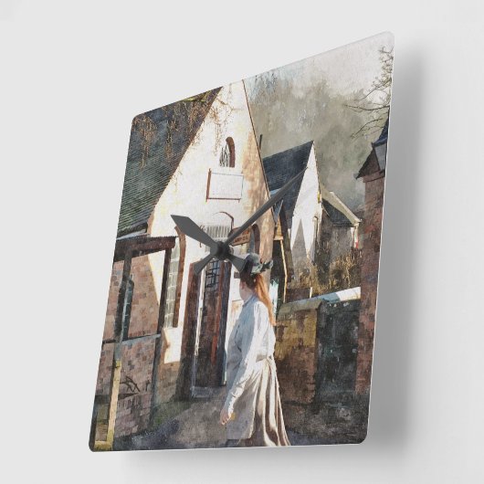 VIKTORIANISCHES ENGLAND QUADRATISCHE WANDUHR (Winkel)