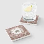 Viktorianisches Era Foliage Border Monogramm Steinuntersetzer (Seitenansicht)