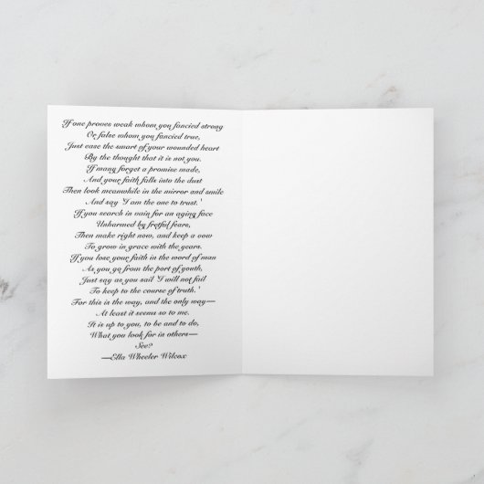 Viktorianisches ermutigendes Gedicht "Wenn man sic Karte (Innenseite)