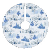 Viktorianisches Feriendomusedorf in Blau Leinenimitat Weihnachtsbaumdecke (Vorderseite)