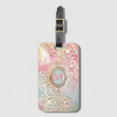 Viktorianisches filigranes Opal-Look Rosa aquamari Gepäckanhänger (Vorderseite Vertikal)