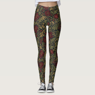 Viktorianisches florales dunkles Damastmuster Leggings