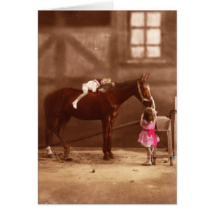 Viktorianisches Foto: Süße Kinder mit Pferd