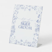 Viktorianisches Französisch - Blaue und weiße Blüt Sockelschild (Vorderseite)