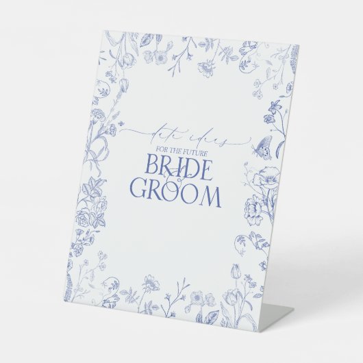 Viktorianisches Französisch - Blaue und weiße Blüt Sockelschild (Vorderseite)