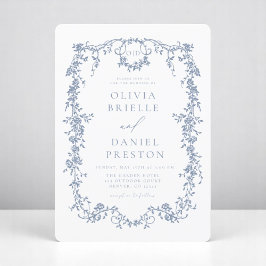 Viktorianisches Französisch-Dusty-Blue-Wedding-Mon Einladung