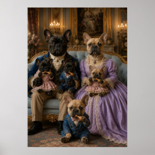 Viktorianisches Französische-Bulldogge-Familienpor Poster