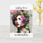 Viktorianisches Frauenpapier | Happy Birthday Karte (Gelbe Blume)