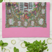 Viktorianisches Früchteebuch Vintage Küche rosa Geschirrtuch (Gefaltet)