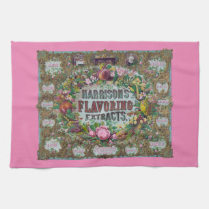 Viktorianisches Früchteebuch Vintage Küche rosa Geschirrtuch