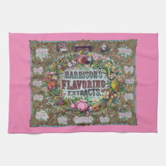 Viktorianisches Früchteebuch Vintage Küche rosa Geschirrtuch (Horizontal)