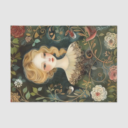 VIKTORIANISCHES GARTENMÄDCHEN-DECOUPAGE-TISSUPAPIE SEIDENPAPIER (Vorderseite)