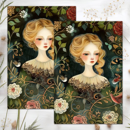 VIKTORIANISCHES GARTENMÄDCHEN-DECOUPAGE-TISSUPAPIE SEIDENPAPIER
