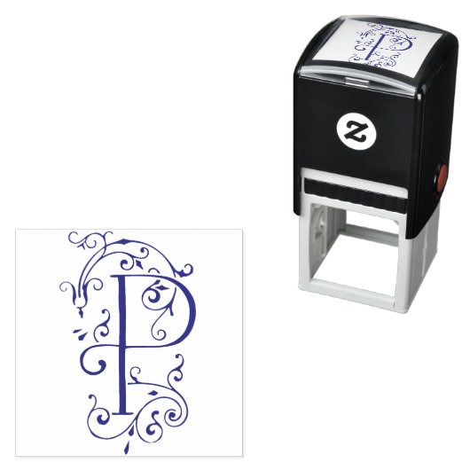 Viktorianisches Geblüht Letter P Monogramm Permastempel (Beispiel)