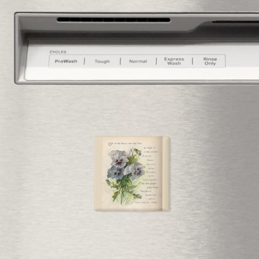 Viktorianisches Gedicht Graue Lila Stiefmütterchen Magnet (In Situ (Geschirrspüler))