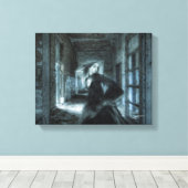 Viktorianisches Girl Ghost, das in Hallway läuft Leinwanddruck (Insitu (Holzboden))