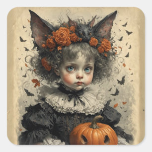 Viktorianisches Girl Halloween Quadratischer Aufkleber