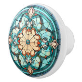 Viktorianisches Glasmuster Aqua Türkis Keramikknauf (Rechts)