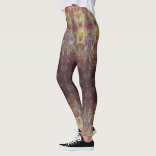 Viktorianisches Gold und lila Muster Leggings