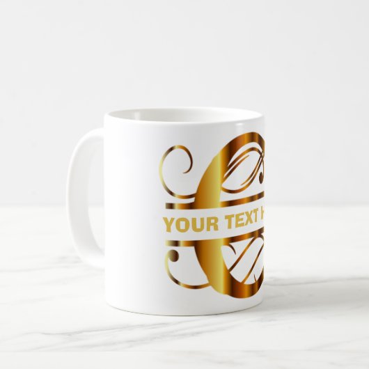 Viktorianisches Gold Verziert, Letter c Monogramm Kaffeetasse (Vorderseite Links)