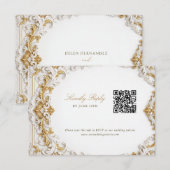 Viktorianisches Gold & Weiß Barock RSVP mit QR-Cod Begleitkarte (Vorne/Hinten)