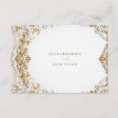 Viktorianisches Gold & Weiß Barock RSVP mit QR-Cod Begleitkarte (Rückseite)