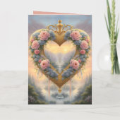 Viktorianisches, goldenes Herz mit Blume und Spric Karte (Rückseite)