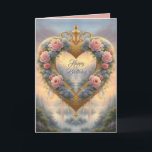 Viktorianisches, goldenes Herz mit Blume und Spric Karte<br><div class="desc">Diese Karte zeichnet sich durch ein Viktorianisches goldenes Herz aus,  das mit zarten Blume in Rosa und Blau auf einem romantischen Hintergrund in sanften Pastellfarben dekoriert ist. Perfekt zum Valentinstag,  Geburtstag und vieles mehr! Benutzerdefinierter Text und Farbe.</div>