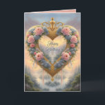 Viktorianisches, goldenes Herz mit Blume und Spric Karte<br><div class="desc">Diese Karte zeichnet sich durch ein Viktorianisches goldenes Herz aus,  das mit zarten Blume in Rosa und Blau auf einem romantischen Hintergrund in sanften Pastellfarben dekoriert ist. Perfekt zum Valentinstag,  Geburtstag und vieles mehr! Benutzerdefinierter Text und Farbe.</div>