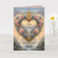 Viktorianisches, goldenes Herz mit Blume und Spric