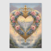 Viktorianisches, goldenes Herz mit Blume und Spric Magnetkarte (Vorderseite)