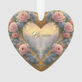 Viktorianisches, goldenes Herz mit Blume und Spric Ornament (Vorderseite)