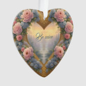 Viktorianisches, goldenes Herz mit Blume und Spric Ornament (Vorderseite)