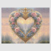 Viktorianisches, goldenes Herz mit Blume und Spric Seidenpapier (Vorderseite)